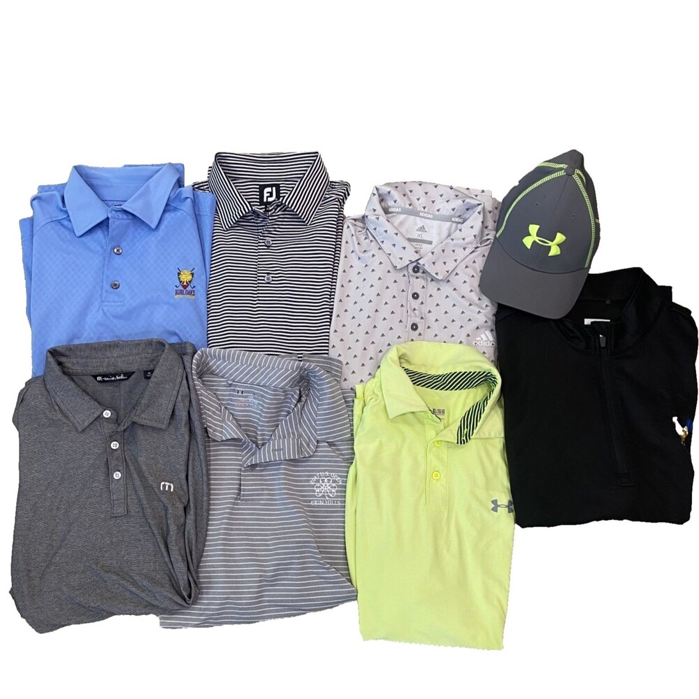 Lot (8) Men's XL Golf Polos Waggle Adidas Under Armour Travis Mathew Footjoy